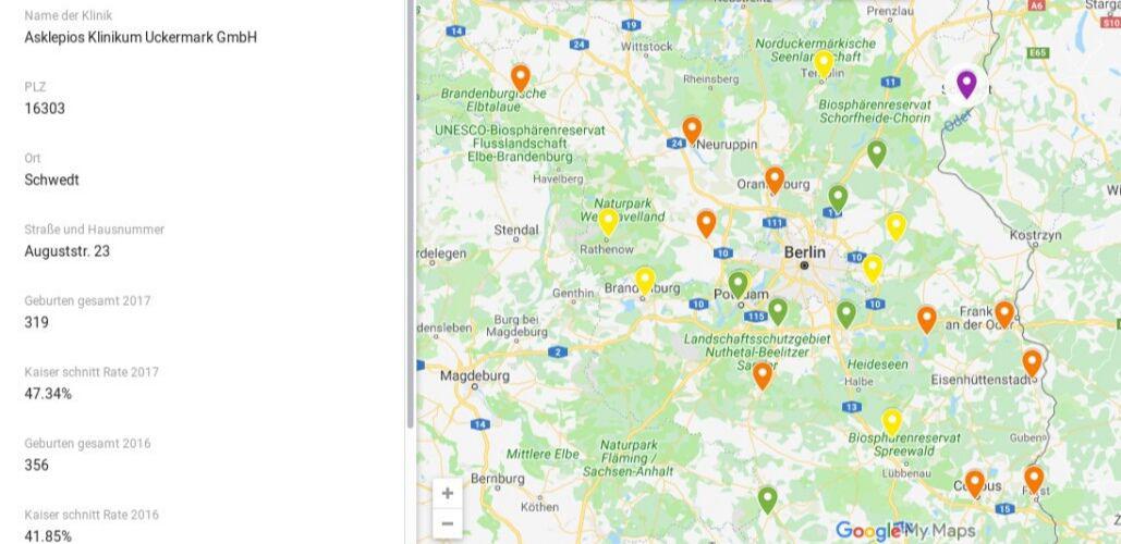 Kaiserschnittraten in Brandenburg 2017